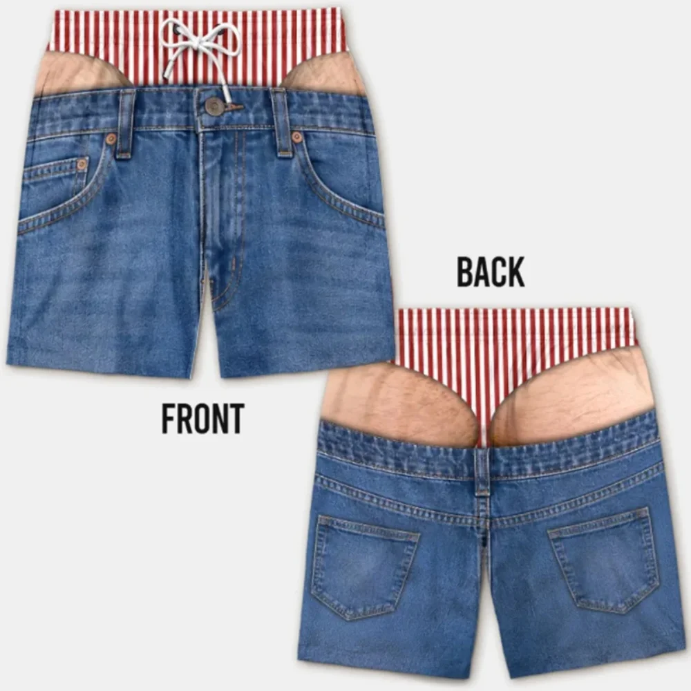 Men's 3D Denim Print Swim Trun - Trunks Board Surf recension och pris