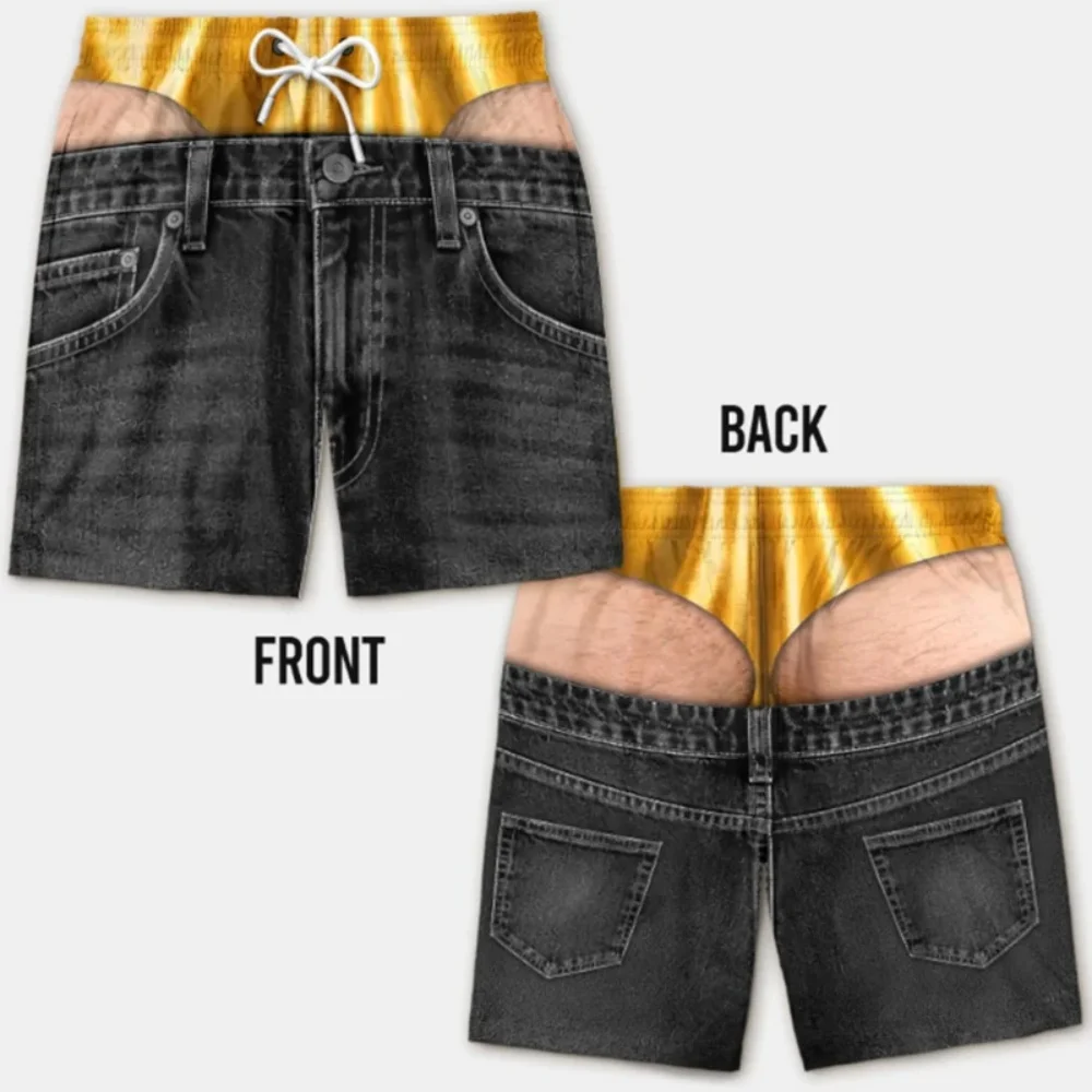 Men's 3D Denim Print Swim Trun - Trunks Board Surf recension och pris
